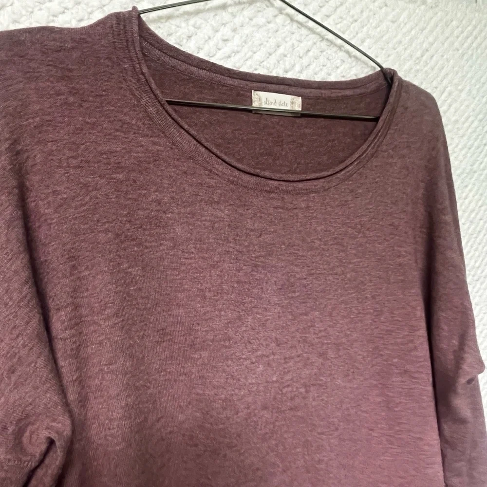 Altar'd State Womens Deep Plum Tunic Sweater Relaxed Fit Patch Pocket Boho S/M - Picture 4 of 11